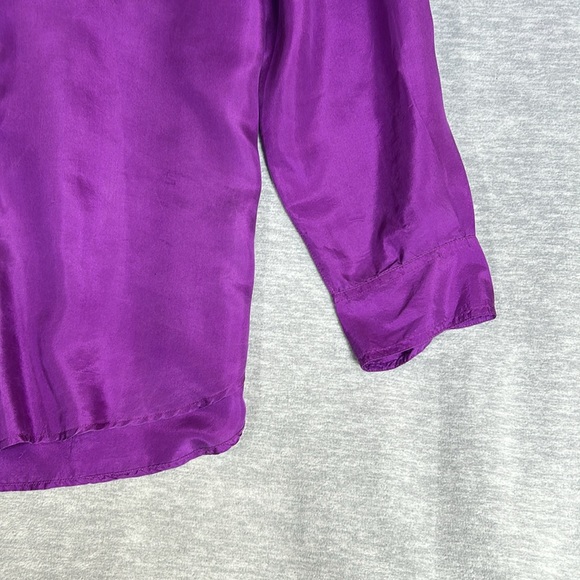 MONTAGE Silk Extra Long Oversized 2 Pocket Button Up Shirt - Picture 7 of 16